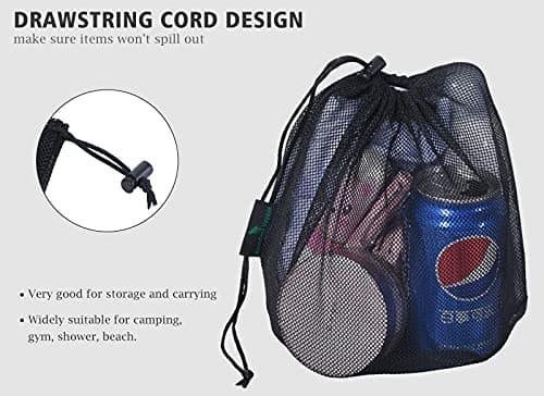 iBasingo Black Drawstring Mesh Bags Nylon Stuff Sack 5-Pack BVP04 — view 3