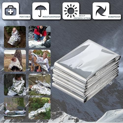 MIXIAO Emergency Foil Blanket (Pack of 15), Survival Thermal Mylar Blankets — view 2
