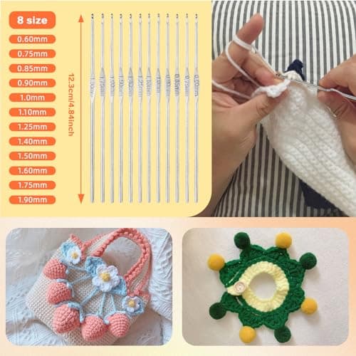 Crochet Kits for Beginners Adults,Crochet Hooks Set Includes Ergonomic Rubber & Metal Crochet Hooks, Knitting Accessories and Bag,UK Best Starter Beginners Crochet Kit and DIY Knitting Crochet-Pink — view 4