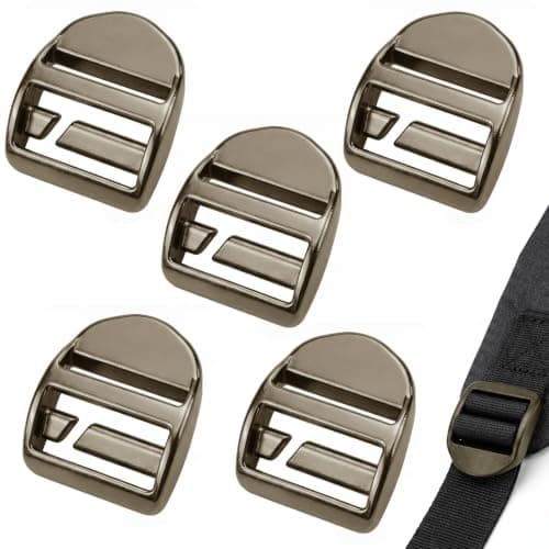 WYRGQIQN 5 PCS Metal Ladder Lock Buckles, 25 mm Inner Width Zinc Alloy Webbing Adjuster Clips, 40 x 31 mm Replacement Strap Buckles for Backpacks, Luggage, Harnesses, Belts and Bag Repair Black