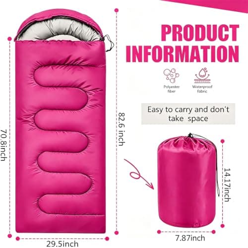 Sleeping Bag for Adults & Kids, 3-4 Season Sleeping Bags With Compact Bag — view 2