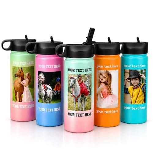 OMNRELM Personalised Water Bottle with Photo & Text, Custom Bottle