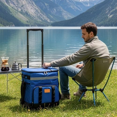SUNNYNEST 35L Rolling Cooler Bag Insulated Tote with Wheels & Handle — view 5