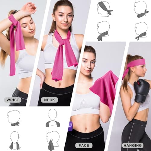 CADONO 4 Pack Microfiber Cooling Towels (40"x12") - Stay Cool & Dry During Yoga, Sports, Gym, Camping & More. Instant Cooling for Neck & Face, Quick-Drying & Sweat Absorbent — view 3