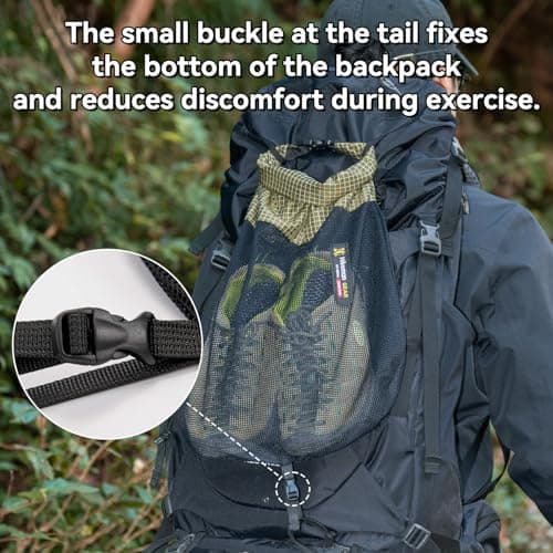 HIKEMAN Pocket for Backpack - Waterproof Mesh Shoe Bag for Backpack,Ultralight Hiking Boot Bag,Walking Boot Bag,Shoe Storage Pouch,Shoes Carrier for Outdoor Hiking,Trekking,and Travel Boots(L) — view 6