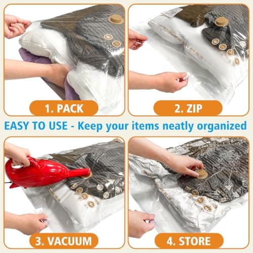 Storage Master Space Saver Bags for Travel and Home Reusable Vacuum Storage Bags Save 80% More Storage Space (12 Large, No Pump Included) — view 5