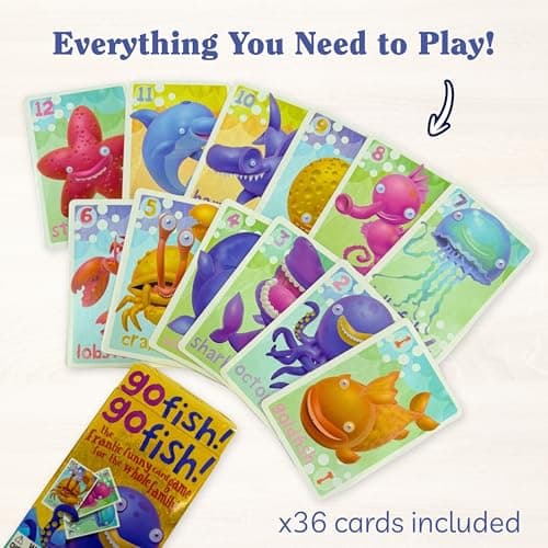 House of Marbles Go Fish Card Game for Children & Families, 36 FSC-Certified Illustrated Undersea Cards, Classic Matching Game for 2 Players, Educational Travel Game — view 2