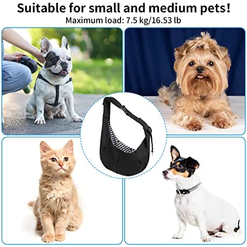 Sarsumir Dog Carrier Bag Dog Sling, Hand Free Pet Carrier for Small Medium Cat Dog, Puppy Carrier with Adjustable Shoulder Strap Puppy Sling for Travel Walking Shopping, Black — view 5