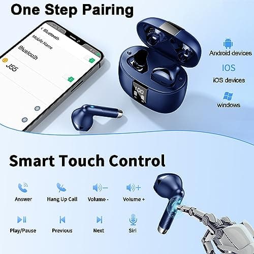 Drsaec Wireless Earbuds, 2026 NEW Wireless Headphones with 4 ENC Mic Blue — view 4