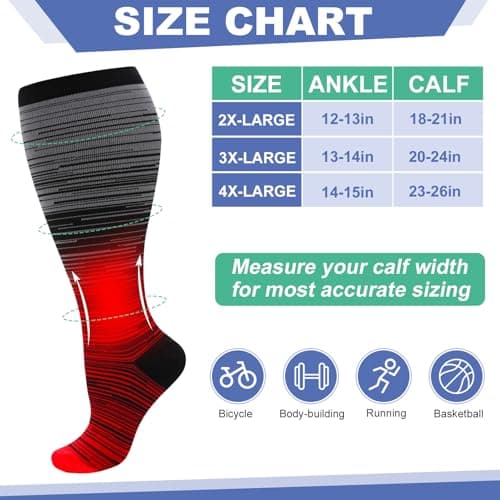 Zuimei 4 Pairs Plus Size 20-30 mmHg Compression Socks for Women Men — view 2