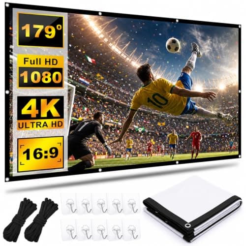 Projector Screen 100 Inch, 16:9 4K HD Double Sided Projection Screens