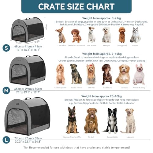 PETSFIT Soft Dog Crate, Travel Bag Carrier- 19 Inch Lightweight, Thick Cushion, Roomy, Easy to Set Up, Portable Pop Up Dog Carrier, Sturdy Portable Cat Kennel Grey — view 2