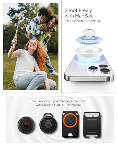 Spigen S582W MagFit Plus MagSafe 66" Extendable Tripod Selfie Stick for iPhone, 360° Rotating Head Bluetooth 5.0, One Push Opening Magnetic Phone Stand Universal metal ring included - Dune Beige — view 2