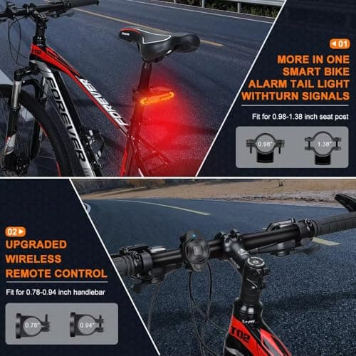 Smart Bike Light Set with Wireless Remote: High-Lumen Headlight & Alarm Taillight, 6 Modes, Turn Signals, Anti-Theft Vibration Sensor, Electric Bell, USB-C Rechargeable, Waterproof for Cycling Safety — view 3