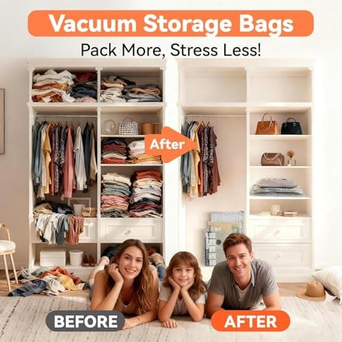 VACKFOX Travel Vacuum Bags with USB & TYPE C Pump, 9 Pack Carry-On Vacuum Storage Bags for Luggage & Suitcase, Vacuum Luggage Bags, Space Saver for Clothes & Travel(Grey) — view 6