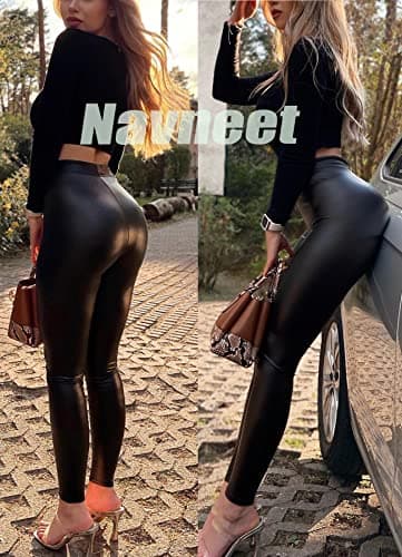 Navneet Women Wet Look Leggings Leather Leggings Faux Leather Trousers — view 6