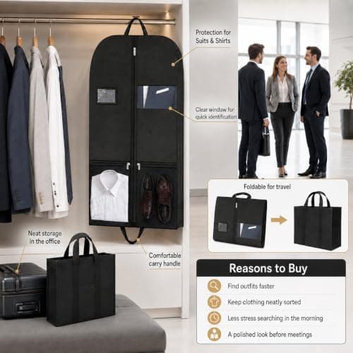 (2 set) Suit Bags for Men, Business Garment Bag for Hanging Clothes — view 6
