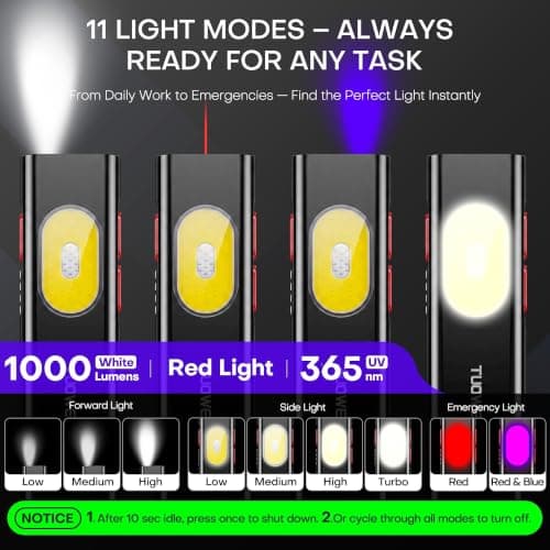 TUOWEE UV EDC Torch Rechargeable, 1000 Lumens LED Pocket Torch Light — view 2