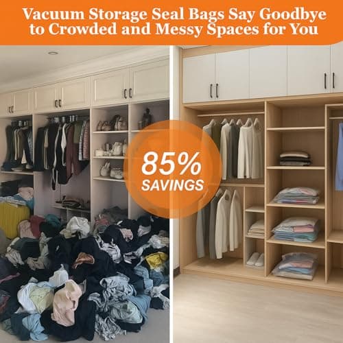 Vacuum Storage Bags for Travel with Electric Pump - 12 Pack Vacuum Seal Bags for Clothing, Blankets, Bedding, Seasonal Storage, 85% Space Saver Compression Packing Bags for Suitcase and Luggage — view 5