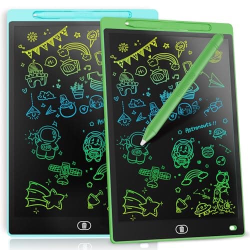 [2 Pack]Genialba LCD Drawing Board 12 Inch, Colourful LCD Writing Tablet Erasable [Individual Package], Toddler Toys Learning Educational Toys for 2 3 4 5 6 7 Years Boys Girls (Green&Blue)