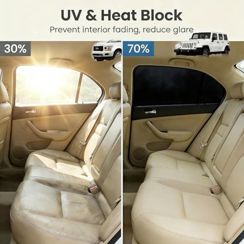 Car Rear Side Window Sun Shades 2 Pack, Universal Baby UV Protection Mesh Blinds, Blocks 99% UV Rays, Easy Fit for SUV Saloon — view 5