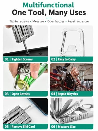 Uadme 12-in-1 Stainless Steel Multitool Keychain — view 5