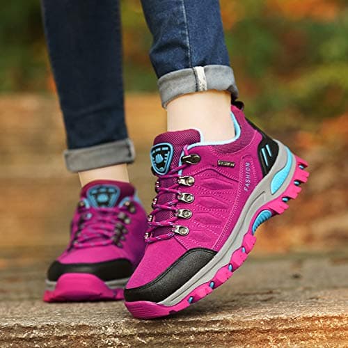 Waterproof Womens Walking Shoes Anti Slip Lightweight Outdoor Sports Trainers Breathable Comfort Travel Climbing Trekking Sneakers Hot Pink — view 2