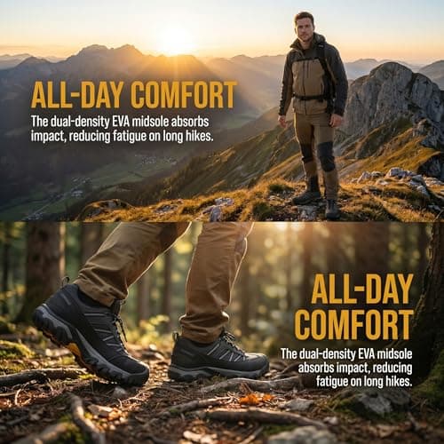 Men's Waterproof Hiking Shoes Low Top Trekking Shoes Anti Slip Breathable Outdoor Trails Camping Walking Grey 9 UK — view 3