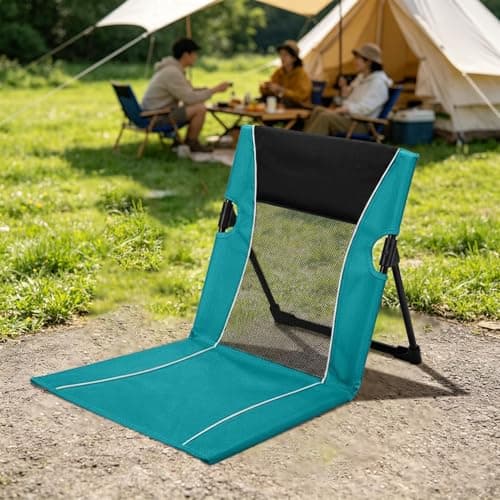 Foldable Low Profile Beach Chair with Back Support, Portable Pool Lounge Chair, Lightweight Outdoor Camping Ground Chairs with Carry Bag, Breathable Mesh Seat for Poolside Picnic Lawn Beach Garden — view 2