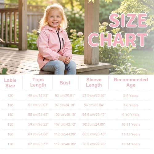 FILOWA Waterproof Raincoat Girls Hooded Rain Jacket, 10-11 years, Pink — view 6