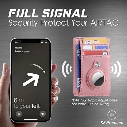 KF-Premium AirTag Wallet for Women, RFID Blocking Card Holder, Slim, Pink — view 4