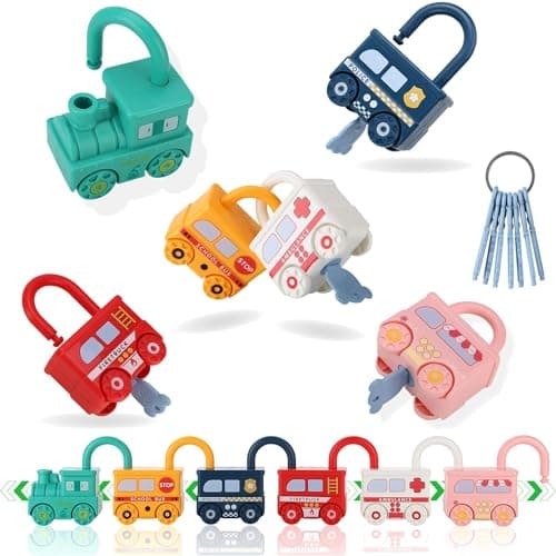Lock and Key Toy,Preschool Matching and Counting Car Game for Toddlers