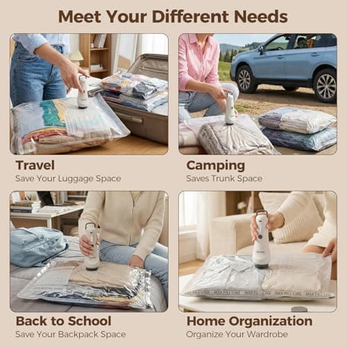 Monalife Vacuum Seal Bags for Clothing Travel,12-Pack, 80% Space Reduction — view 6