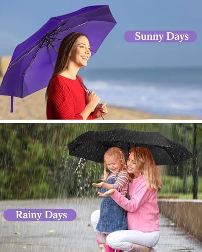 Yahenda 4 Pack Windproof Travel Umbrellas Bulk Automatic Open and Close Umbrella Folding Rain Umbrella for Men Women(Purple, Black) — view 6