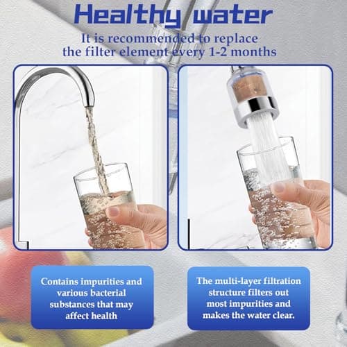 LURNODY Pack of 2 Water Filter Tap, 360° Water Filter Tap, Tap Filter for Drinking Water, Water Filter for Tap with 7 Pieces PP Cotton Filter Element and Universal Adapter — view 6