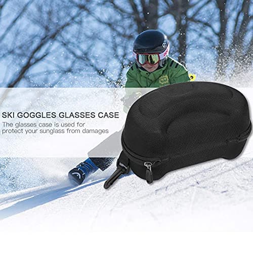 Alomejor Skiing Goggles Case Comfortable Hard Glasses Case with Carabiner Hook Keychain for Snowboard Sport — view 3