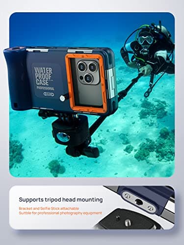 Lanhiem Diving Waterproof Phone Case, [Upgrade&Universal] Underwater for Photo Video Outdoor Swimming Snorkeling Surfing for iPhone Galaxy Huawei Series Smartphones (Orange) — view 2