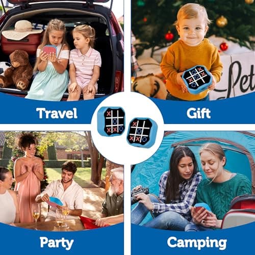 MASSRT 3-in-1 Electronic Tic Tac Toe Handheld Travel Game, Blue — view 6