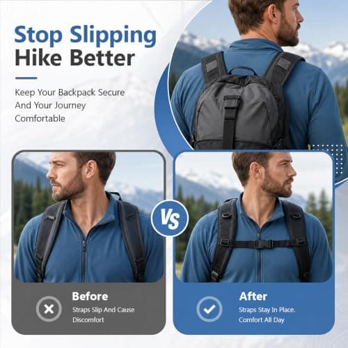 Backpack Chest Strap Adjustable Sternum Strap Replacement for Hiking Bags — view 4