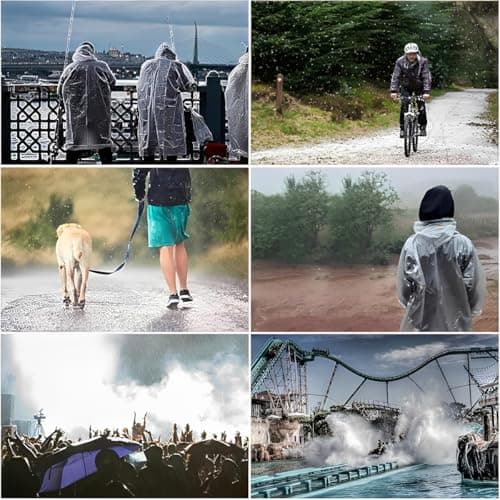 NAYEZH Rain Ponchos for Adults, 5‑Pack Disposable Clear Rainwear with Hood — view 6