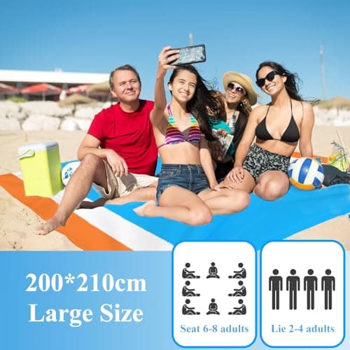 ZFYQ Beach Blanket Mat 200 x 210 cm with 4 Fixed Stakes — view 3