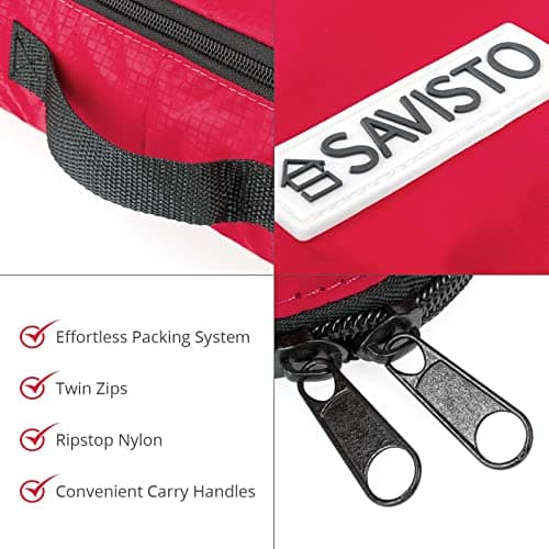 Savisto Packing Cubes 6 Piece Set, Durable & Lightweight Travel Essentials for Suitcases - Includes 1 XL, 2 L, 2 M, 1 S - Available in 8 Stylish Colours - Red — view 5
