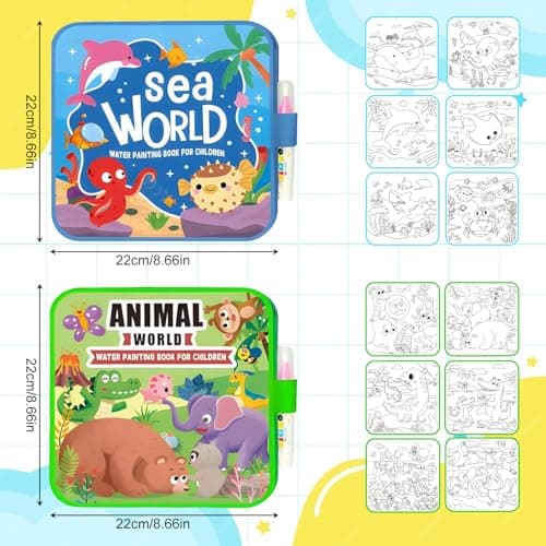 2Pcs Mess Free Water Colouring Books, Magic Water Doodle Painting Book — view 2