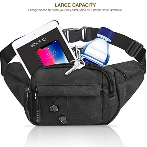 Bumbag Waist Bag, Waterproof 4 Zip Pockets Fanny Pack Running Waist Pack Bag Adjustable Belt Waistpacks for Outdoors,Travel,Sport, Hiking — view 2