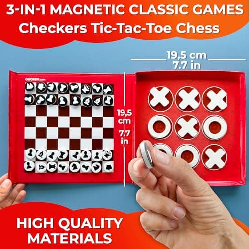 Quokka Travel Games For Kids 3-5 - 3 in 1 Magnetic Chess&Checkers&TicTacToe Game - Plane Activities Board Games for 4-6 year olds - Road Trip I Plane I Car Ride - Magnetic Toddler Travel Toys 8-12 — view 2