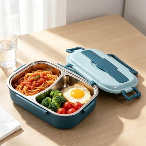 Stainless Steel Lunch Box, Bento Lunch Box Kids, Adult Meal Prep Boxes with Compartments Suitable for School Students and Travel — view 3