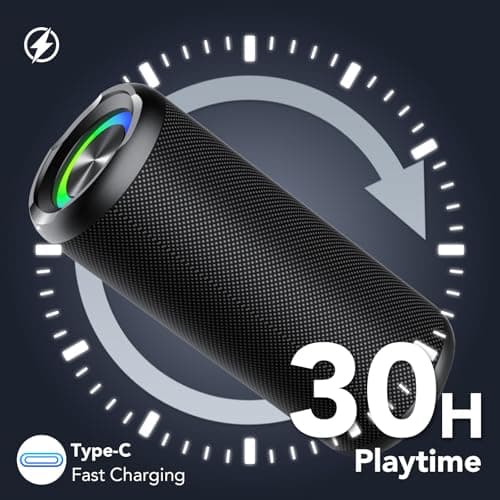 TIMU Portable Bluetooth Speaker Powerful 30W Wireless Speaker with 3 EQ Modes IPX7 Waterproof Bluetooth 5.4 TWS Pairing 30H Battery Life with 3 Modes RGB Lights for Outdoor/Party/Beach/Travel/Gifts — view 3