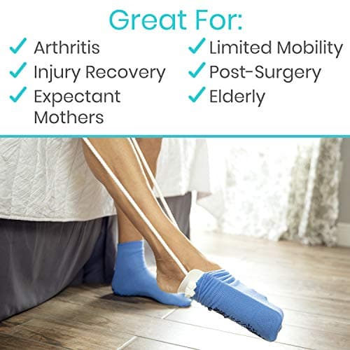 Vive Sock Aid for Putting Socks On and Off - Pulling Assist Device - Compression Sock Helper Aide Tool - Puller, Donner for Elderly, Senior, Pregnant, Diabetics - Stocking Pull Up Assistance Help — view 4