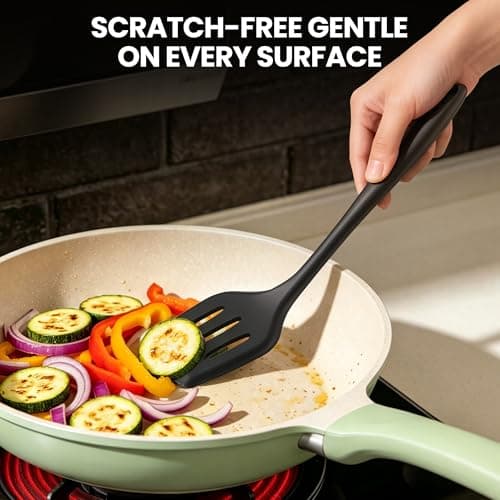 5 PCS Silicone Kitchen Utensils Set, Non Stick Cooking Tools, Black — view 5