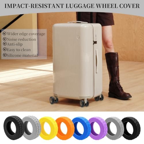 Minfuerang 16Pcs Silicone Suitcase Wheel Covers,Anti-Noise,Black — view 6